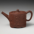 Teapot with King George III (1738–1820) and Queen Charlotte (1744–1818), Red stoneware, British, Staffordshire