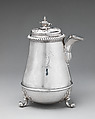 Chocolate pot, Benjamin Bradford (entered 1697), Silver, wood, British, London