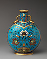 Moon flask with "cloisonné" floral decoration, Minton(s)  British, Bone china with enamel decoration and gilding, British, Stoke-on-Trent, Staffordshire