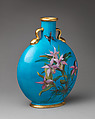 Moon flask with orchids, Minton(s) (British, Stoke-on-Trent, 1793–present), Bone china, British, Stoke-on-Trent, Staffordshire