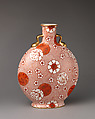 Red and white floral pattern moon flask, Minton(s) (British, Stoke-on-Trent, 1793–present), Bone china, British, Stoke-on-Trent, Staffordshire