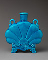 Fan-shape 'Persian' bottle with handles (one of a pair), Minton(s) (British, Stoke-on-Trent, 1793–present), Lead-glazed earthenware (