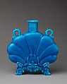 Fan-shape 'Persian' bottle with handles (one of a pair), Minton(s) (British, Stoke-on-Trent, 1793–present), Lead-glazed earthenware, British, Stoke-on-Trent, Staffordshire