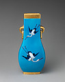 Vase with crane motifs and ring handles, Minton(s) (British, Stoke-on-Trent, 1793–present), Bone china, British, Stoke-on-Trent, Staffordshire