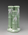 Triple vase in form of bamboo, Minton(s) (British, Stoke-on-Trent, 1793–present), Bone china, British, Stoke-on-Trent, Staffordshire