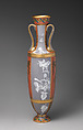 Elongated amphora shaped vase in pastel shades, Minton(s) (British, Stoke-on-Trent, 1793–present), Porcelain, decorated with pâte-sur-pâte technique, British, Stoke-on-Trent, Staffordshire