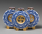 Triple moon flask with fretwork center (one of a pair), Worcester factory (British, 1751–2008), Bone china, British, Worcester