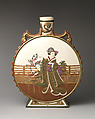 Moon flask with Japanese woman, Worcester factory (British, 1751–2008), Porcelain, British
