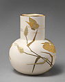Orb bottom vase with white and gold crane motif, Worcester factory (British, 1751–2008), Porcelain, British, Worcester