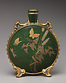 Moon flask  with gold butterfly and wheat motifs, Worcester factory (British, 1751–2008), Bone china, British, Worcester