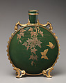 Moon flask  with gold butterfly and wheat motifs, Worcester factory (British, 1751–2008), Bone china, British, Worcester