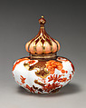 Jar with lid, Crown Derby (British, 1750–present), Bone china with enamel decoration and gilding, British, Derby