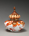 Jar with lid, Crown Derby (British, 1750–present), Bone china with enamel decoration and gilding, British, Derby