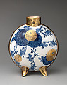 Moon flask, Doulton Manufactory (British), Lead-glazed earthenware, transfer-printed and gilt, British, Lambeth, London