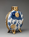 Moon flask, Doulton Manufactory (British), Lead-glazed earthenware, transfer-printed and gilt, British, Lambeth, London