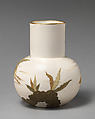 Orb bottom vase with white and gold crane motif, Worcester factory (British, 1751–2008), Porcelain, British, Worcester