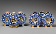Triple moon flask with fretwork center (one of a pair), Worcester factory (British, 1751–2008), Bone china, British, Worcester