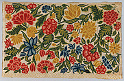 Panel for a petticoat, Wool, silk embroidered on linen, British
