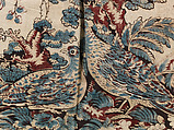 Section of bedskirt printed with game birds, Cotton, British or American