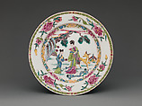 Plate, Bow Porcelain Factory British, Soft-paste porcelain decorated in polychrome enamels, British, Bow, London