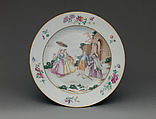 Plate with scene from "Les Oies de Frère Philippe", Nicolas Lancret  French, Porcelain, Chinese, made for export