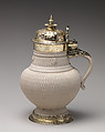 Tankard (one of a pair), Gilded silver, stoneware, British mounts and German, Siegburg ceramic