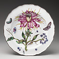 Botanical plate with thistle, Chelsea Porcelain Manufactory (British, 1745–1784, Red Anchor Period, ca. 1753–58), Soft-paste porcelain with enamel decoration, British, Chelsea