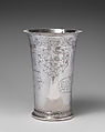 Beaker with three scenes from the Story of Tobit, First scene after a print by Jan van de Velde II (Dutch, Rotterdam or Delft ca. 1593–1641 Enkhuizen), Silver, Dutch, Enkhuizen