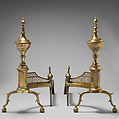 Pair of andirons, Brass, British