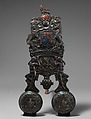 Pair of andirons, Enamel on brass, British