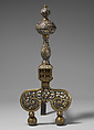 Pair of andirons, Enamel on brass, British, Surrey