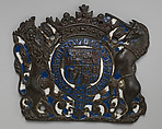 Armorial plaque of Charles II, Enamel on brass, British, Surrey