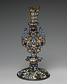 Candlestick (one of a pair), Stephen Pilcherd (British, free of the London Founders' Company 1625, died 1670) or, Brass, partly enameled, traces of gilding, British, London