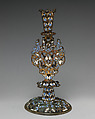 Candlestick (one of a pair), Stephen Pilcherd (British, free of the London Founders' Company 1625, died 1670) or, Brass, partly enameled, traces of gilding, British, London