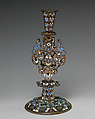 Candlestick (one of a pair), Stephen Pilcherd (British, free of the London Founders' Company 1625, died 1670) or, Brass, partly enameled, traces of gilding, British, London