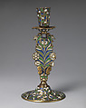 Candlestick (one of a pair), Stephen Pilcherd (British, free of the London Founders&#39; Company 1625, died 1670) or, Brass, partly enameled, British, London