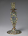 Candlestick (one of a pair), Stephen Pilcherd (British, free of the London Founders&#39; Company 1625, died 1670) or, Brass, partly enameled, British, London