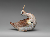 Tureen in the form of a woodcock, Tin-glazed earthenware, German, Höchst