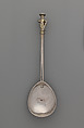 Apostle spoon: St. Simon Zelotes, William Cawdell (British, 1560–1625), Silver, partly gilded, British, London
