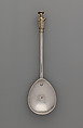 Apostle spoon: St. Thomas, William Cawdell (British, 1560–1625), Silver, partly gilded, British, London