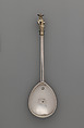 Apostle spoon: St. Matthias, William Cawdell (British, 1560–1625), Silver, partly gilded, British, London