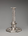 Candlestick (one of a pair), Probably by T. D., London (ca. 1686–1687), Silver, British, London