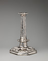 Candlestick (one of a pair), Probably by T. D., London (ca. 1686–1687), Silver, British, London