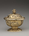 Bowl with cover, James Shruder (active London, 1737–49), Silver gilt, British, London