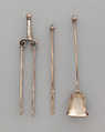 Miniature tongs, David Clayton (British, active 1689), Silver, British, London