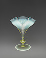 Vase with knopped stem, Harry Powell  British, “Straw opal” glass with uranium glass knop, British