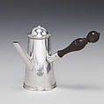 Miniature coffeepot with cover, David Clayton (British, active 1689), Silver, wood, British, London