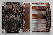 Comb case with two wig combs, Attributed to Paul Bennett (active ca. 1673–88) of Port Royal, Turtle shell, silver, Jamaican, Port Royal