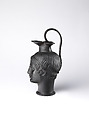 Jug in the form of a young man's head, Josiah Wedgwood and Sons (British, Etruria, Staffordshire, 1759–present), Black basalt ware, British, Etruria, Staffordshire