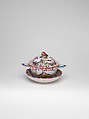 Bouillon bowl with cover, Faience (tin-glazed earthenware), French, Aprey
